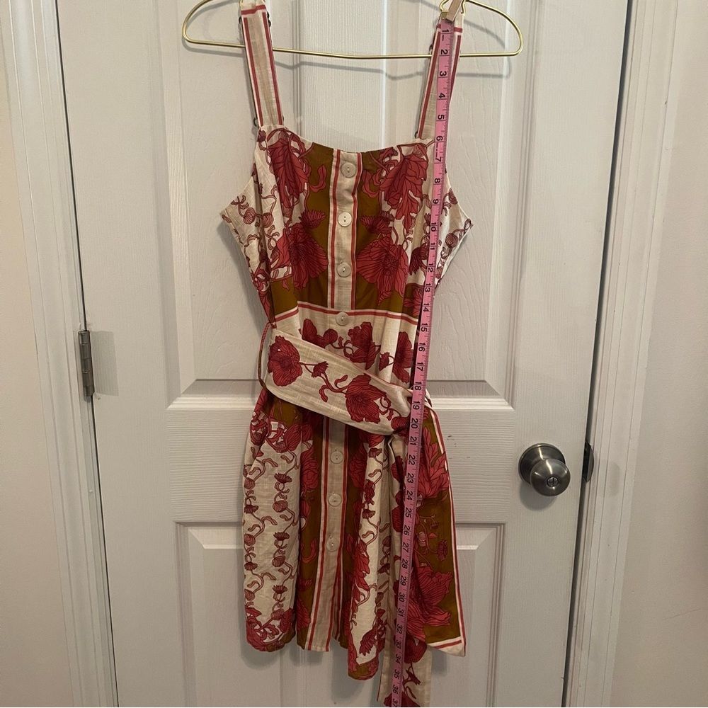 NWOT Greylin Floral Belted Cotton Sundress Button Front Adjustable Strap Dress M - Picture 9 of 10